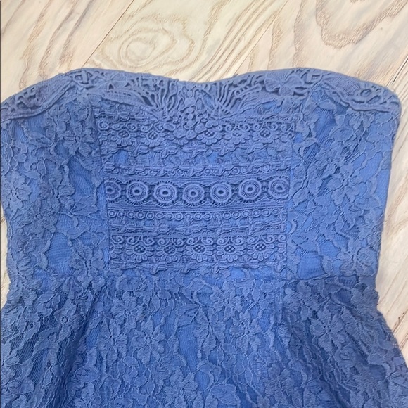 Elegant Blue Lace Strapless Dress free people size 0 - Picture 2 of 3